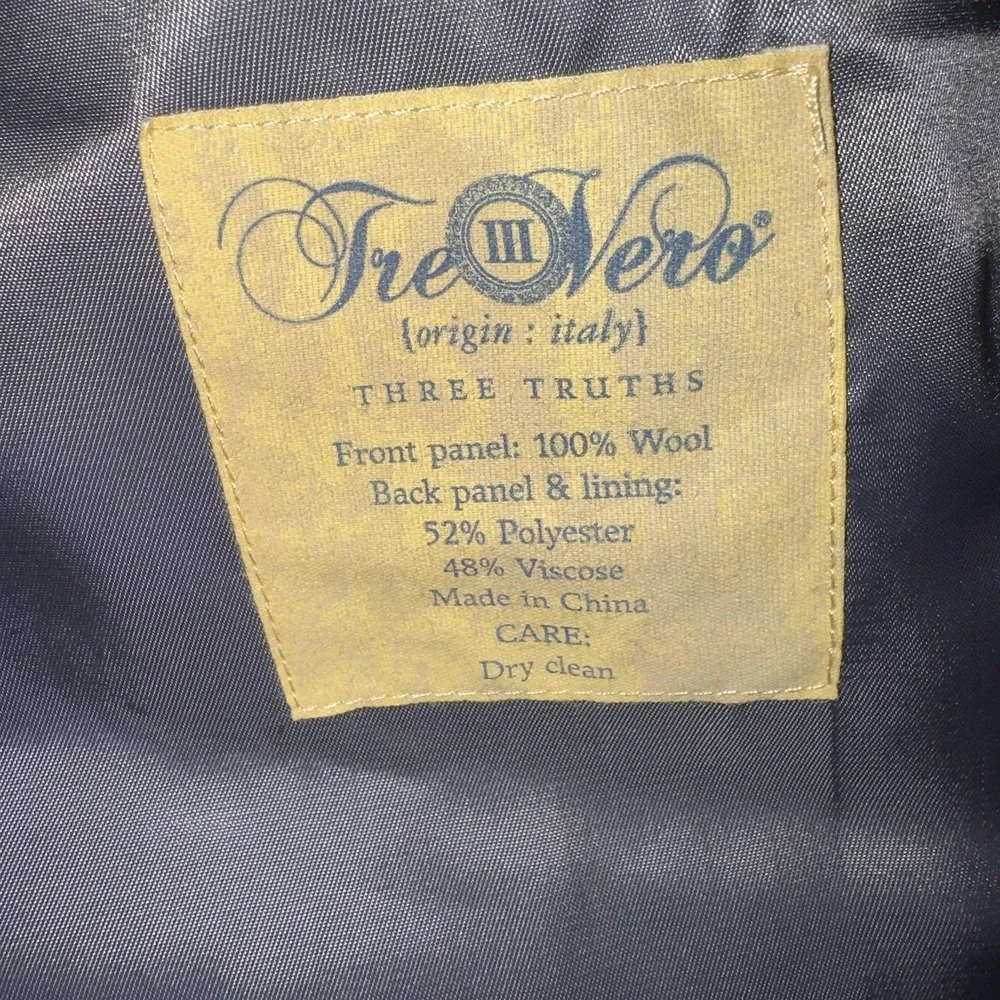 Tre Vero Suit Vest‎ Mens XL Gray Herringbone Wool Tweed Belted Formal Business